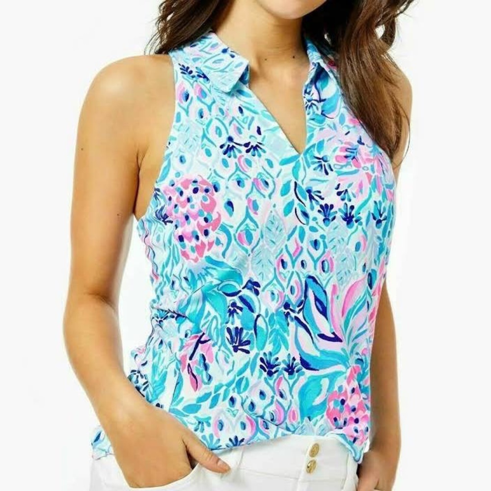 LILY PULITZER Luxletic Lakelyn Bra Sleeveless Bra Polo Top XS. Worn once.